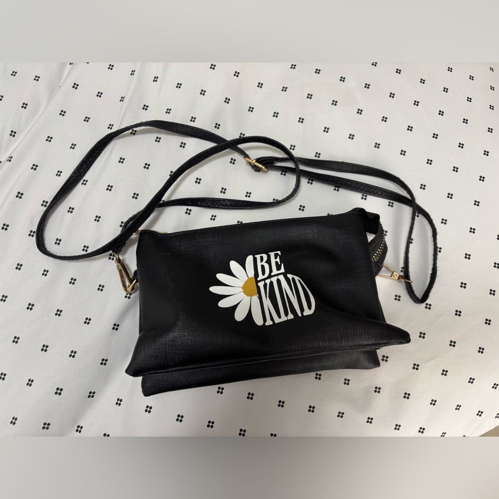 “Be Kind” Black Crossbody Purse / Bag